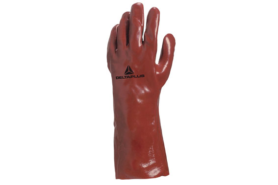 Guante PVC Rojo C/Spoporte de Algod«n - 35cm (DELTA PLUS)
